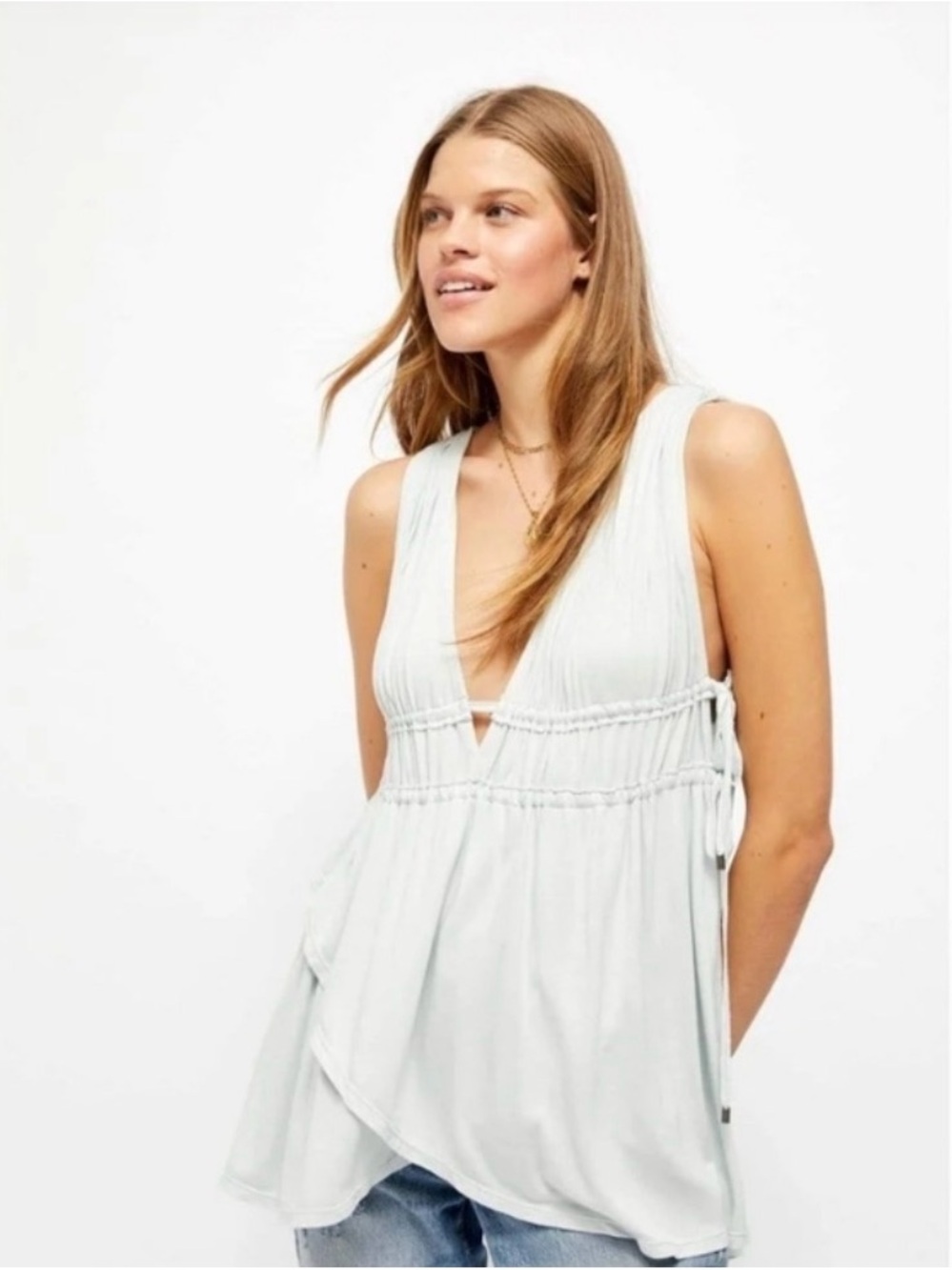 Free People NWT Aries Tank in Mineral Sea, XS
